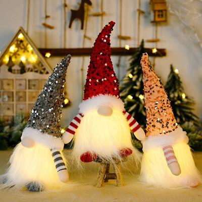 Christmas Decorations Red Hat Christmas Faceless Doll Standing Dwarf Doll 3PC