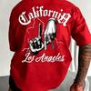 Unisex Kalifornienblitz Handabdruck T-Shirt 100% Baumwolle Weich Bequem Street Style Kurzarm Rundhalsausschnitt Lässiges T-Shirt