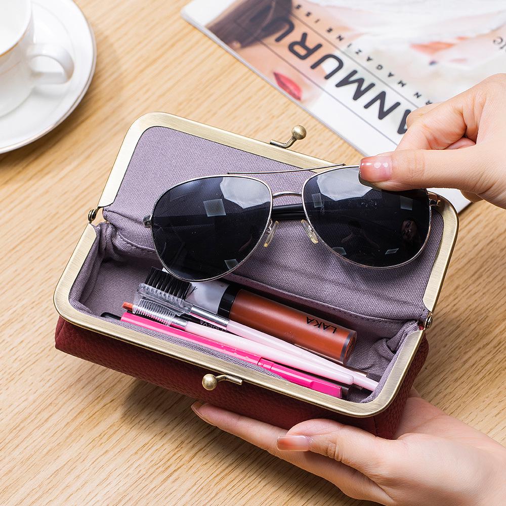 Estuche Creativo para Gafas de Cuero Genuino - Portátil, Cierre de Alta Gama para Gafas de Sol y Lápices de Cejas