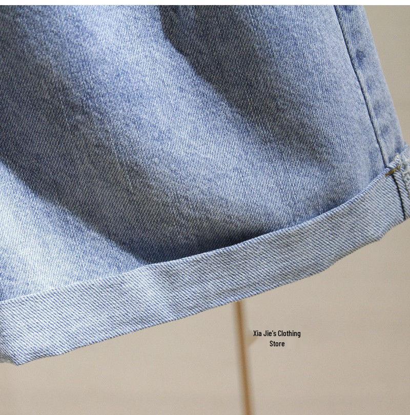 Women's High-Waisted Rolled-Up Denim Shorts - Summer 2022 Collection
