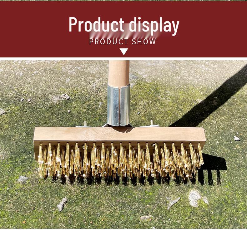 Stainless Steel Wire Floor Scrubber with Long Handle and Hard Bristles