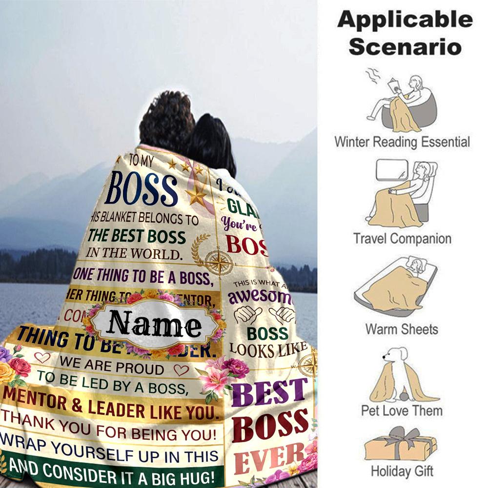 Best Boss Ever Blanket Customize Your Name Blanket With Warmth Comfort And Softness It'S Perfect For Home Use A Nap Blanket An Office Sofa Blanket A