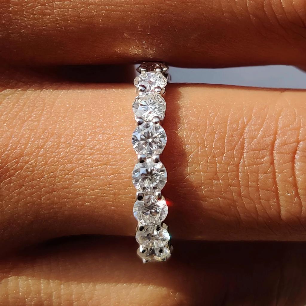 FEOBUR 2/3/4/5mm Full Moissanite Eternity Rings S925 Silver Plated 18k White Gold Diamond Wedding Band for Women Men Jewelry