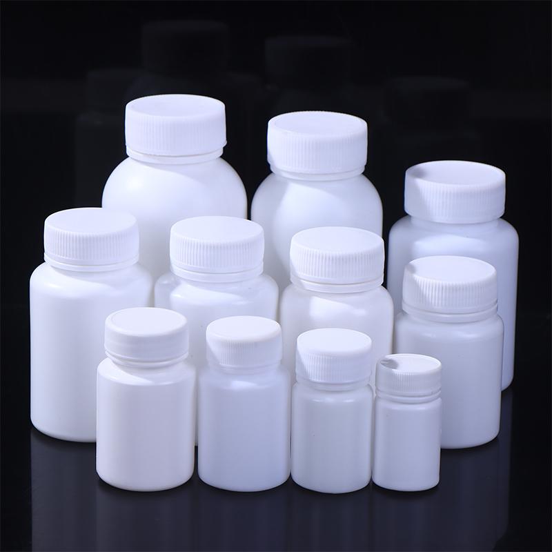 15-180ml Plastová Láhev Bílá Lékovka se Šroubovacím Víčkem Potravinářský PE Úložný Balicí Kontejner Krabička na Pilulky Pouzdro Držák