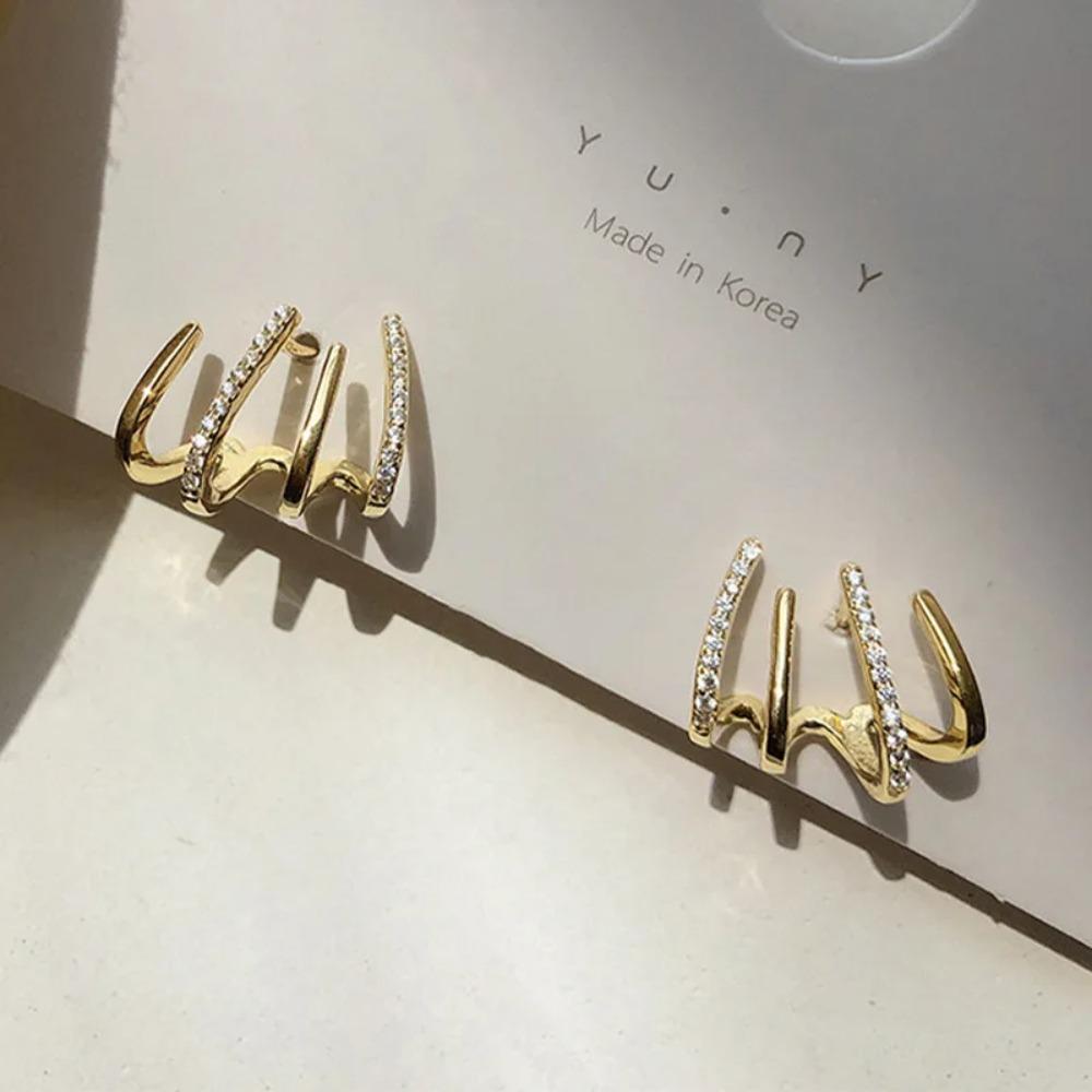 Exquisite Rhinestone Ear Cuff Left Ear Fashion Jewelry Trendy Stud Party Accessory Women Christmas Gift Idea New Arrival Earring
