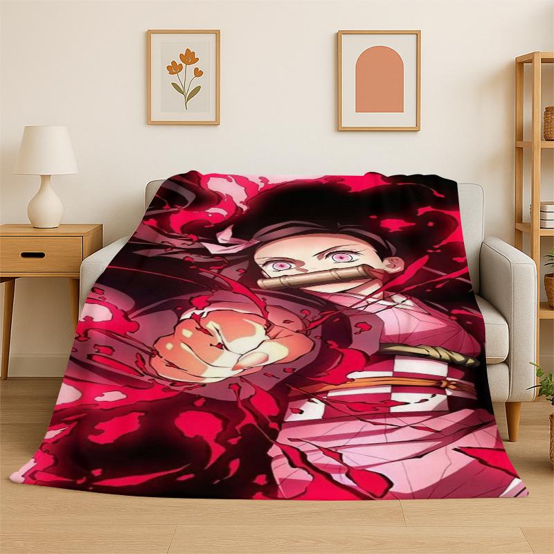 Cartoon Dämonentöter Anime Kamado Nezuko Tanjirou Flanelldecke Weiche Warme Überwurfdecke für Schlafzimmer Wohnzimmer Bett Reise