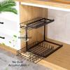 Large Capacity 2-Tier Under Sink Organizer Carbon Steel Slide Out Cabinet Storage Shelf  Bathroom