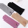 Velvet Winter Suede Gloves Thick Women Cycling Mittens Gift Pu Leather Gloves  Autumn