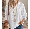 Damen Sommer Oberteil Einfarbig Sexy V-Ausschnitt Ausgeschnitten Langarm Hemd Mode Patchwork Übergröße Bluse Locker Streetwear