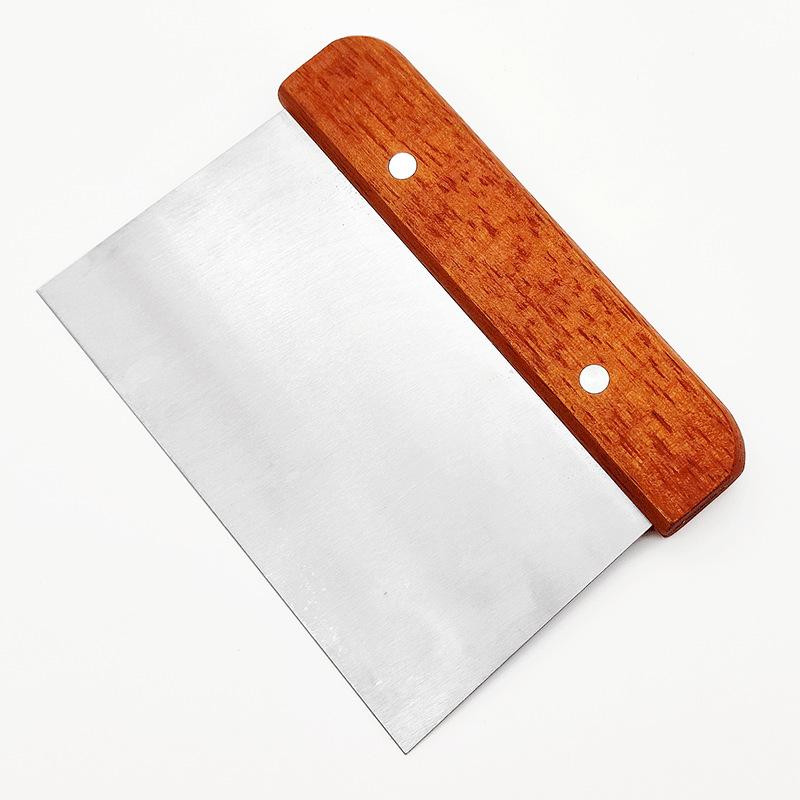 Beech Wood Handle Stainless Steel Beveled Dough and Nougat Cutter Baking Tool
