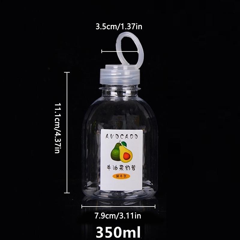 Empty Leak-Proof Clear Plastic Juice Bottles-Perfect With Pull Ring Cap For Juicing Smoothies, Milk Homemade Beverages Portable