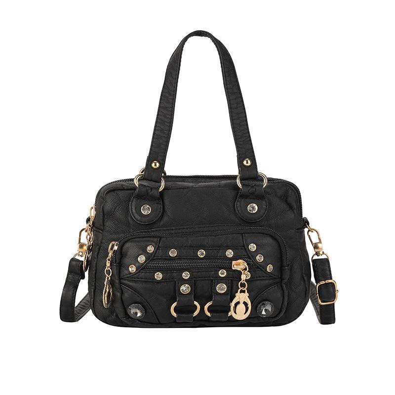 Niche Design Women's Handbag Small Fashion Patchwork Colorful Rivet Women's Shoulder Bag Double-layer Pleated Small Bag