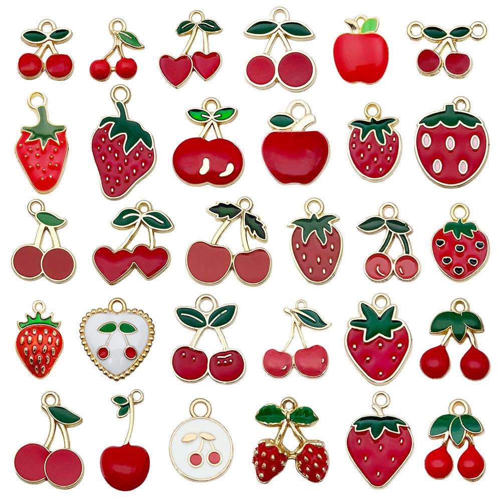 Red Cherry & Apple Fruit Pendant for DIY Jewelry: Bracelets, Earrings, Keychains