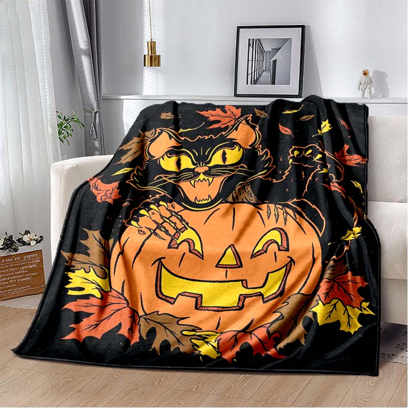 Halloween Terrifying Pumpkin Surprise Soft Blanket Home Room Sofa Bed Warm Travel Picnic Leisure Office Oversized Gift Blanket