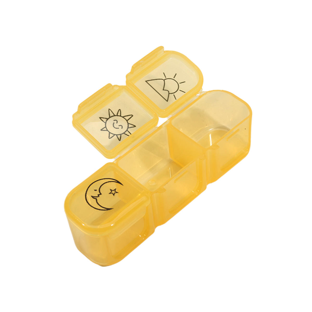 

Портативный органайзер для путешествий с тремя сетками, утренний и ночной держатель для рыбьего жира, контейнер для хранения, разноцветный раздельный контейнер жёлтый