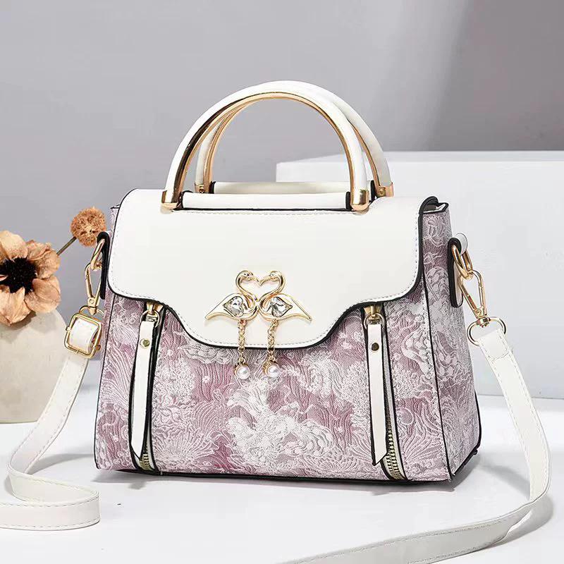 Women Classic Printed Small Square Bag Luxury Designer PU Leather Single Shoulder Crossbody Handbag Daily Purse