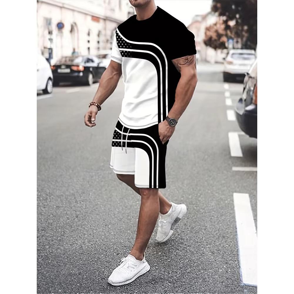 New men's outdoor running shorts for summer 2025, street fashion casual loose and comfortable T-shirt with soft and comfortabl