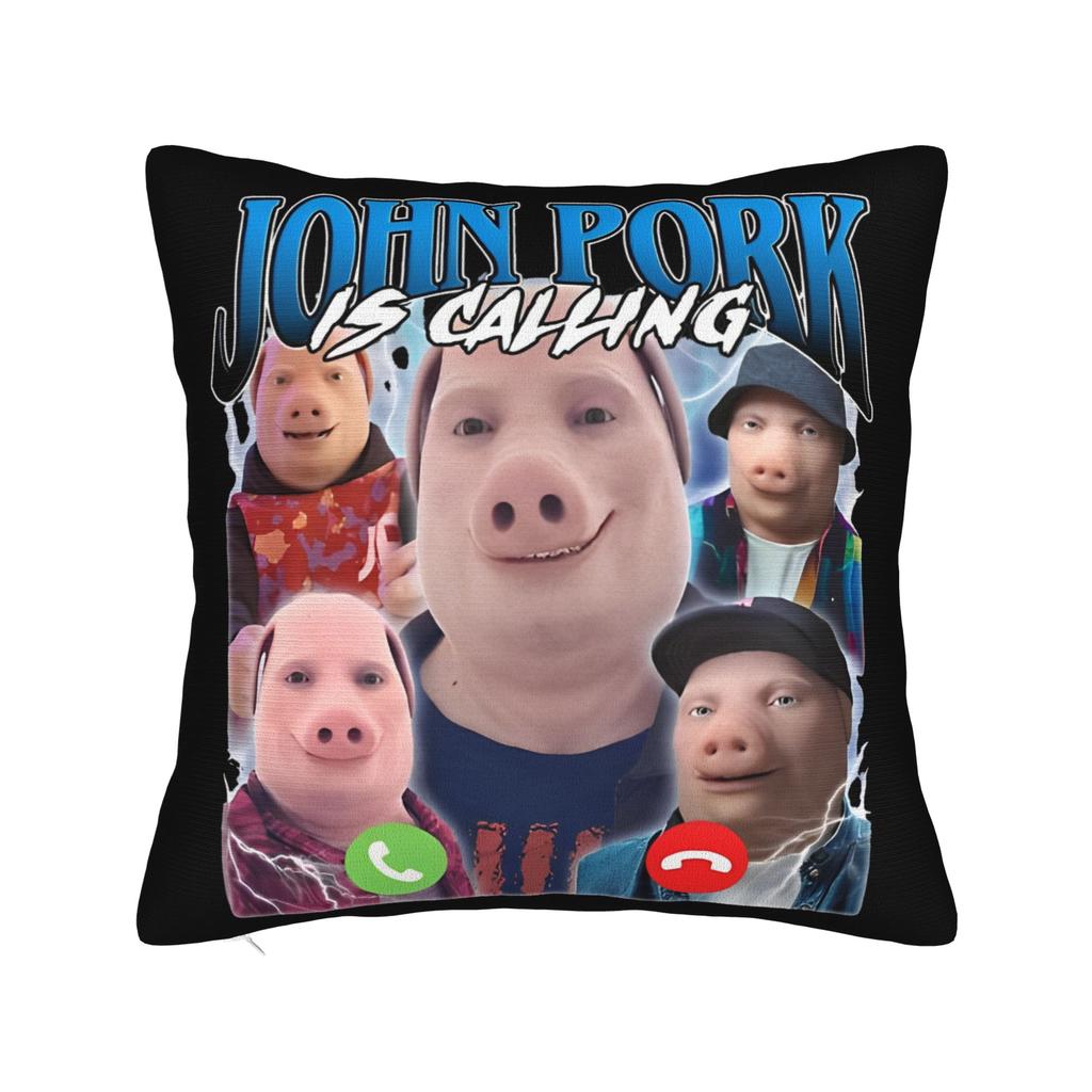 John Pork Dzwoni Śmieszny Meme Nadrukowana Poszewka na Poduszkę Poszewka na Poduszkę Dekoracja Samochodowa Y2K Kwadratowa Wiele Rozmiarów