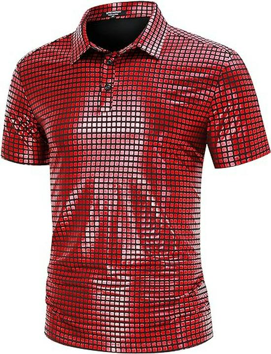 "New Men's Halloween Disco Sequin Shirt – 70s Party Style"