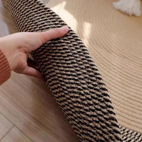 Cotton Rope Area Rug Braided Round Cat Scratching Rug Washable Vintage Floor Mat for Bedroom Living Room Couch Side Table