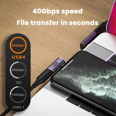 USB C Right Angle Adapter 240W PD 8K@60Hz Video Charge Adapter 40Gbps Data Transfer LED Light Metal Adapter for MacBook Pro for IPad Pro