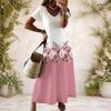 Women Plus Size V Neck Short Sleeve Black White Printed Straight Maxi Dress