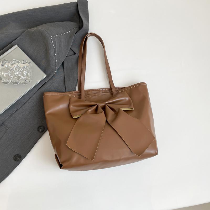 Bow Large-capacity Tote Bag Women's New Niche High-end Soft-sided Commuter Handbag Shoulder Bag Creativity