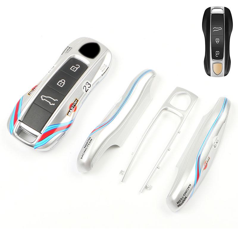 AABKQ1 Car Key Case Multi Colored Track For Porsche Mancan Panamera Cayenne 718 911 Boxster Cayman Key Cover Shell Replacement Kit