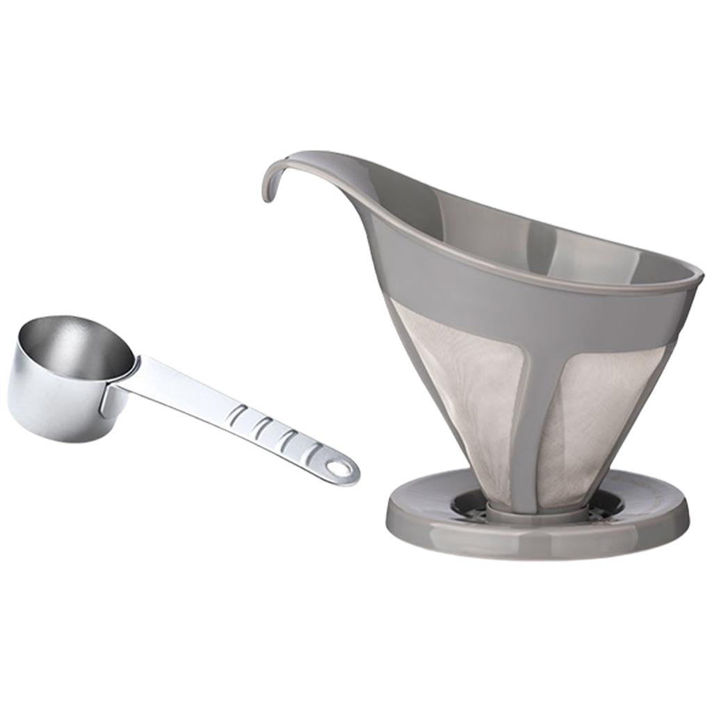 Stainless Steel Coffee Filter Set with HLB18 Measuring Spoon Meshs Filter Funnel Coffee Funnel Suitable for Coffee