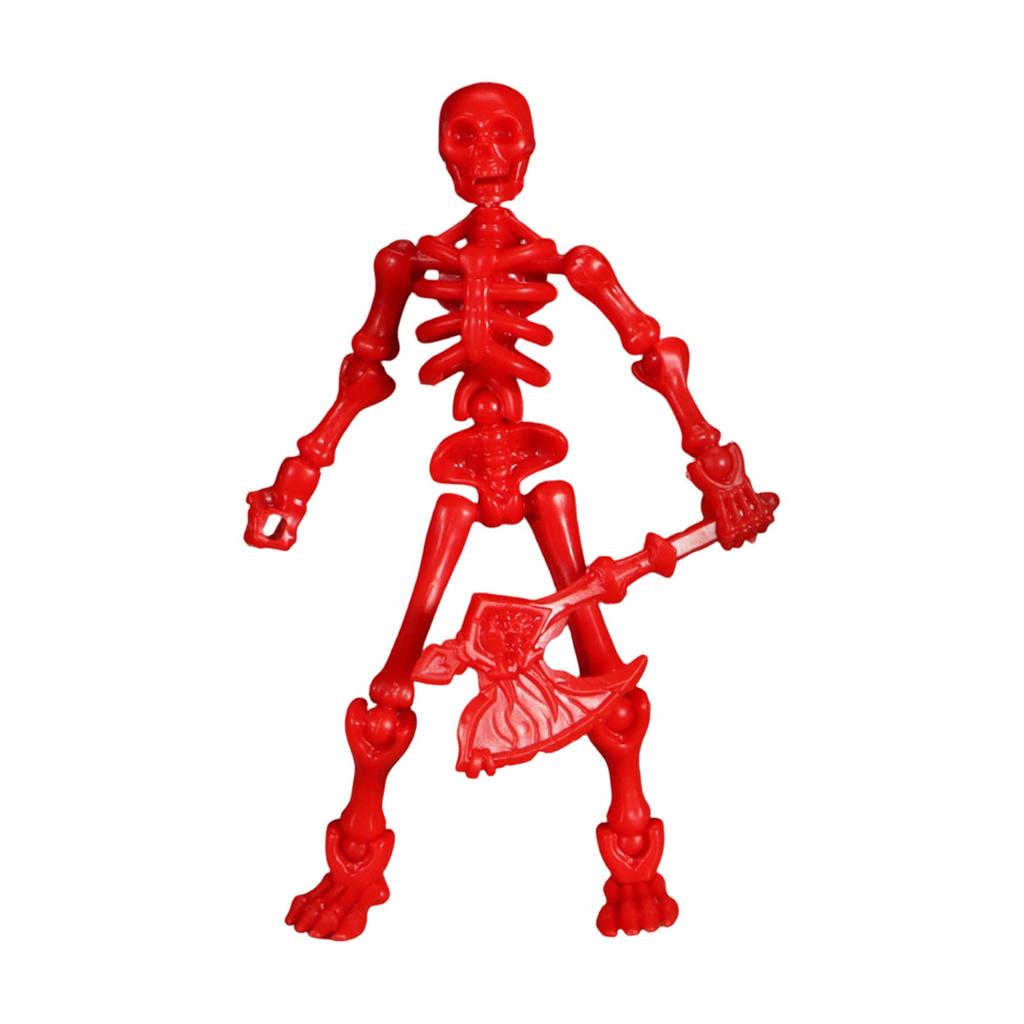Plastic Skeleton Figure with Axe Movable Joints Durable Construction for Decorative and Educational Use