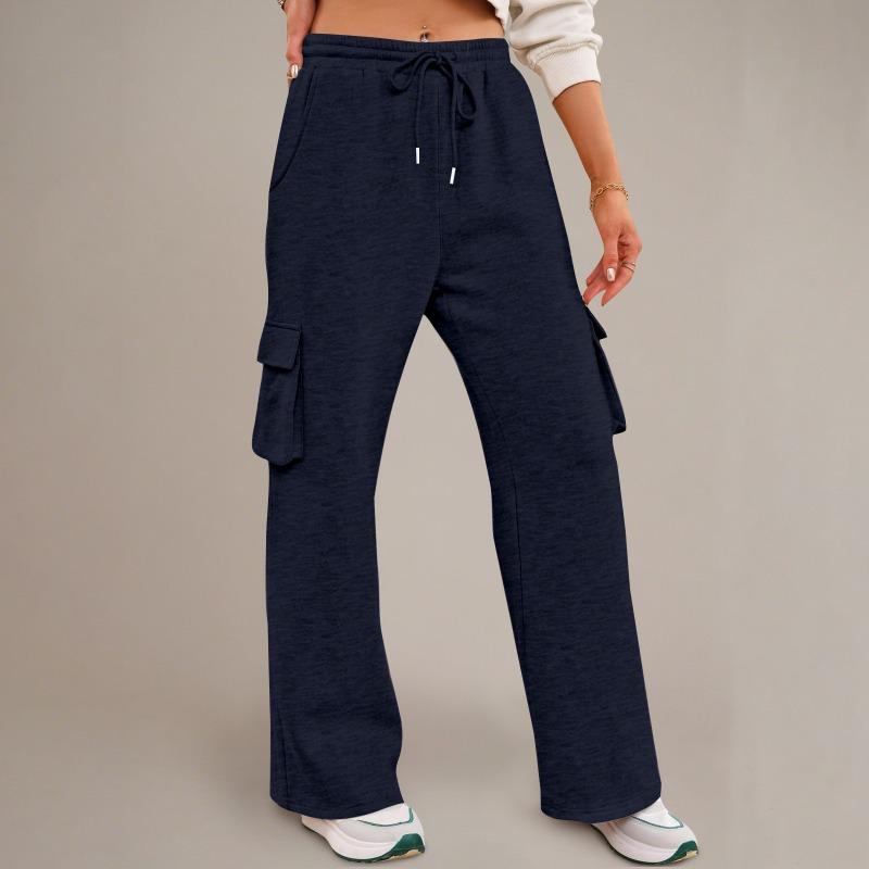 Womens High Waist Drawstring Cargo Sweatpants Casual Loose Long Pants