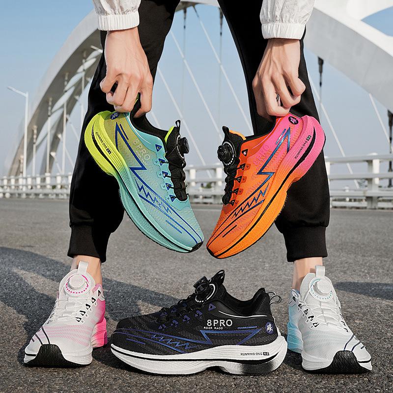 Carbon board lazy running shoes spring and summer new student body test racing sports shoes mesh breathable