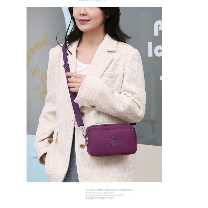 New Nylon Coin Phone Bag Three-Layer Horizontal Casual Middle-Aged Mom Bag Versatile Fashion Shoulder Crossbody Bag