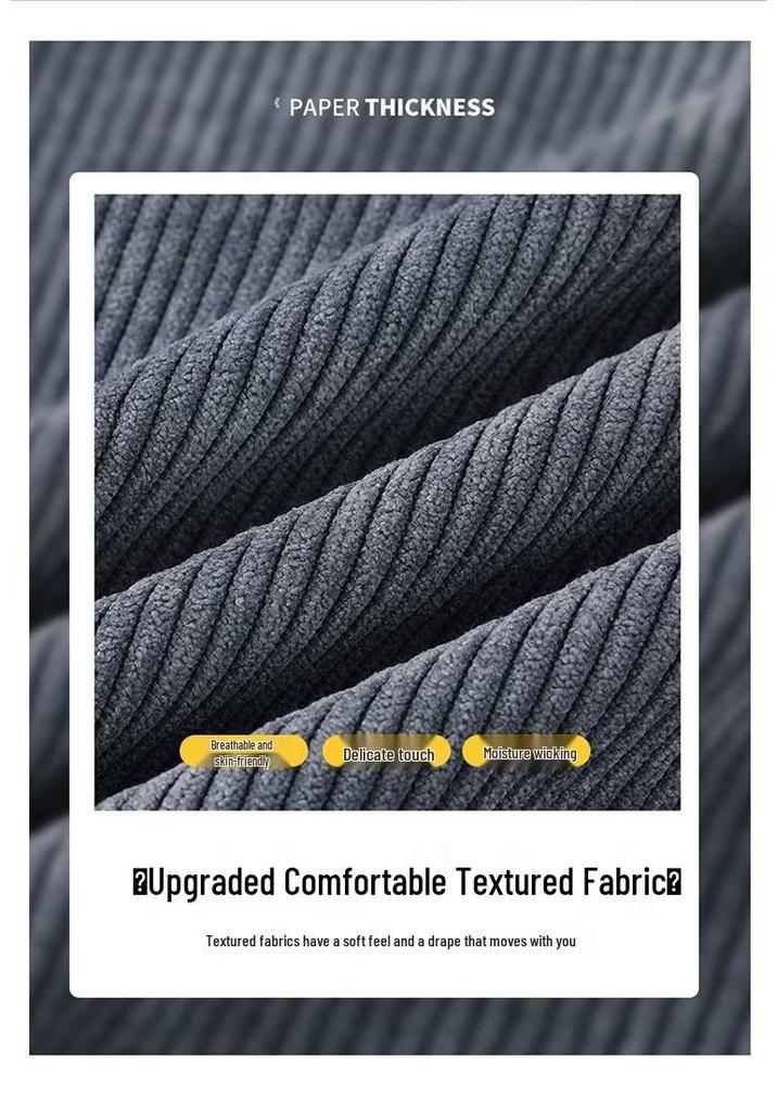 Korean Style Men's Loose Corduroy Straight-Leg Trousers - Spring/Autumn Trendy Casual Pants