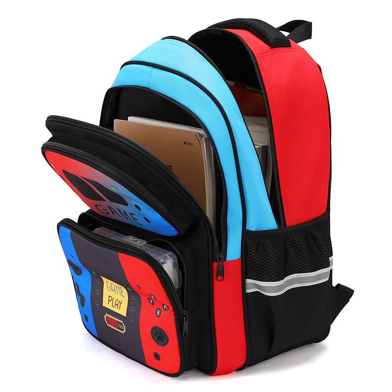 2025 Upgraded Kids Rolling Backpack with Game Console School Bag for Students Lightweight Blue