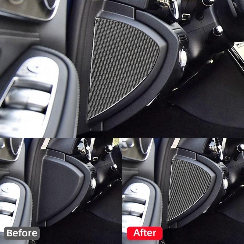 For Mercedes Benz C GLC Class W205 X253 Carbon Fiber Interior Car Dashboard Side Decoration Cover Trim Sticker Car Accessories