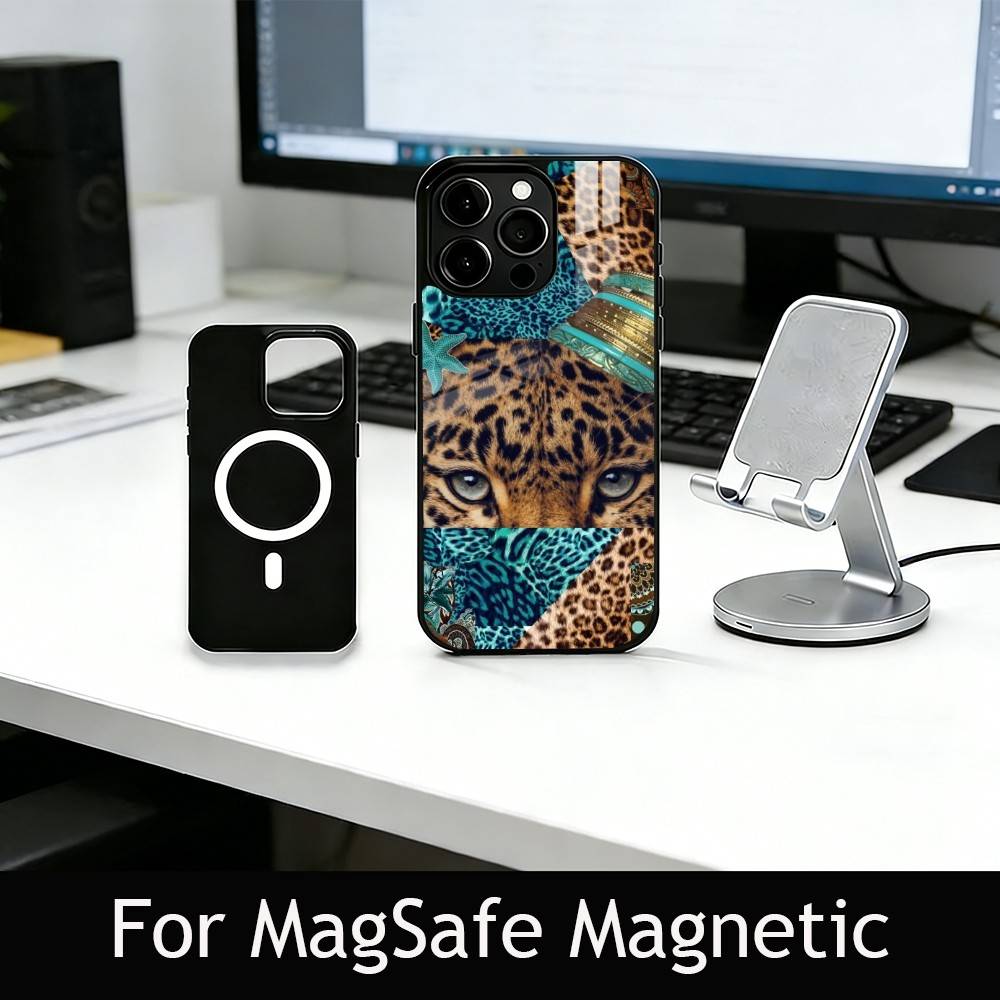 Fashion leopard print Phone Case For iPhone17,16,15,14,13,12,11 Plus,Pro Magnetic For Magsafe Wireless Charging