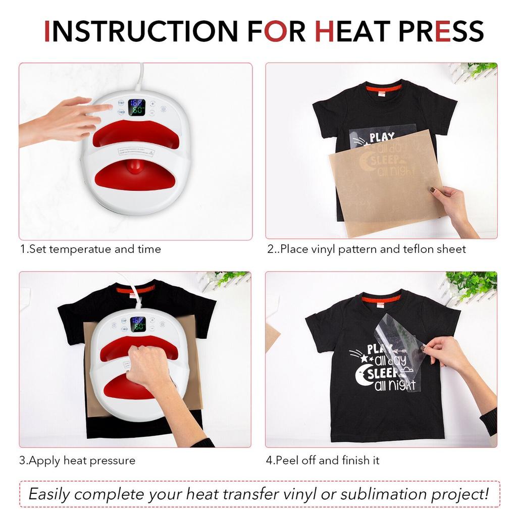 12"×10" Mini Digital Heat Press Machine Portable Heat Press Thermal Transfer For Clothes Bags Hats Pads Leather DIY Home