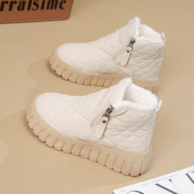 Snow boots women's 2025 winter new women's shoes fleece thickened bread shoes heightened thick-soled warm short cotton shoes women