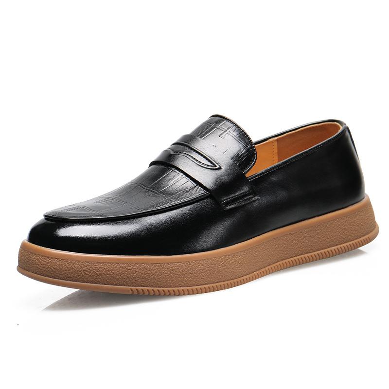 

9606 Лоферы Мужские летние повседневные кожаные туфли Удобные и дышащие туфли Doudou 38 чёрный