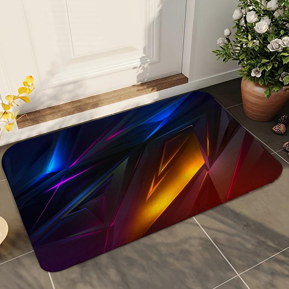1 Stück Bunte Geometrische Block Badezimmer Saugfähige Matten Rutschfeste Matten Heimdekor Zubehör Teppiche Heim Küche Bodenmatten