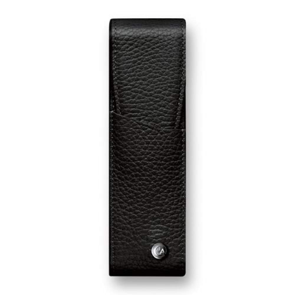 Caran d'Ache Leman Marocquinery Pencil Case 6202-782 Black, 2-Pen Holder, Officially Imported