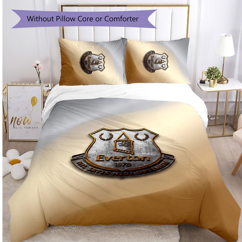 Set Lenzuola Everton Football Stampato 3 Pezzi, Comodo Set Copripiumino per Camera da Letto Amico della Pelle