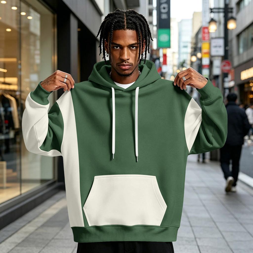 Men's Colorblock Hoodie with Pocket Casual Athletic Pullover