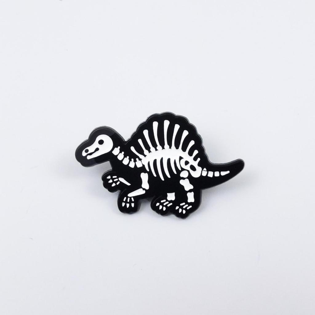 Dinosaur Skeleton Punk Brooch – Halloween Cartoon Animal Badge Accessory