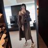 Large Lapel Collar Long-sleeved Sweater Jacket Women's Autumn and Winter Loose Lazy Wind Over the Knee High-end Long Knitted Cardigan