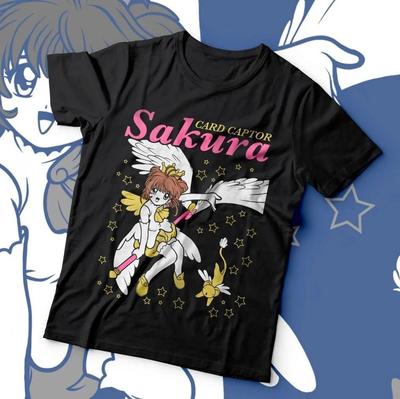 Anime Caraptor Sakura Black T Shirt Size S 4XL