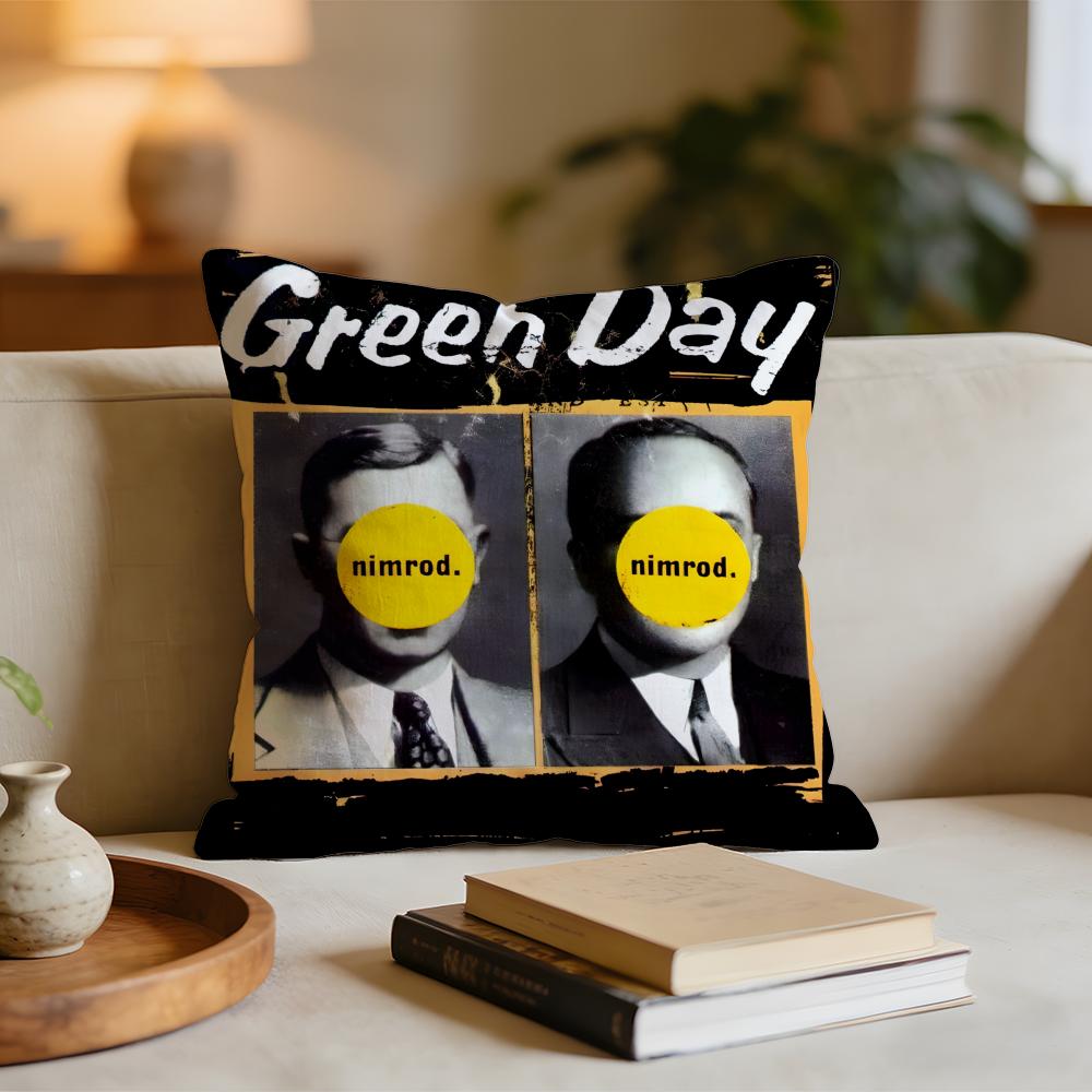 GGreen DDay Band Album Cushion Cover Short plush pillowcase for bed sofa carwashable