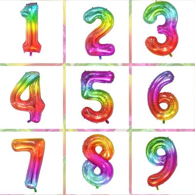 Balon Folie Număr Jelly Gradient Curcubeu de 40 de Inchi pentru Decorațiuni de Ziua de Naștere