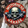 Hisun Tin Sign Vintage Motorhead Garage Skull Piston Metal Tin Sign Retro Rustic Biker Themed Round Wall Art Decor Classic Motorcycle Worksho